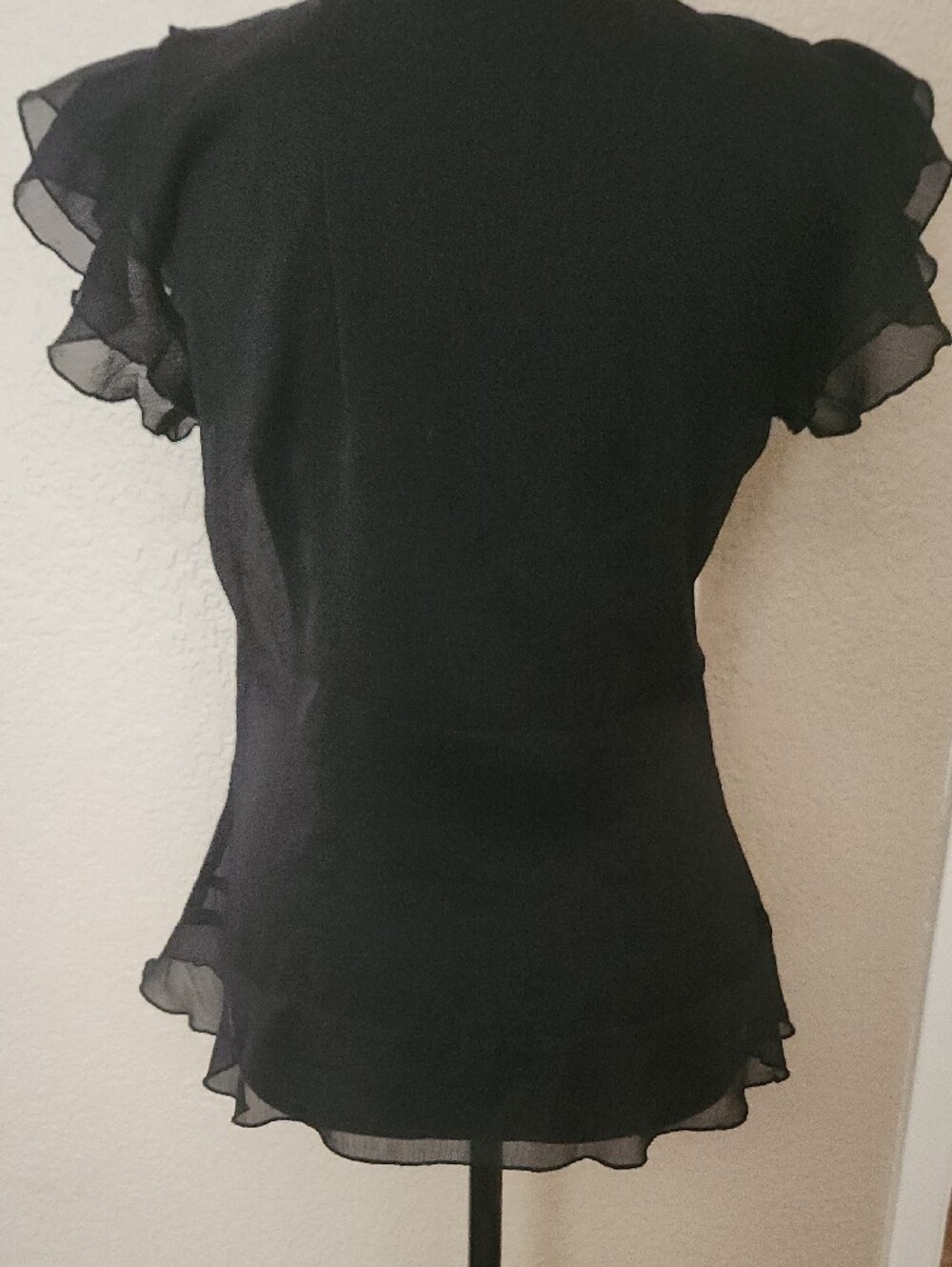 Women's Black Ruffle-Front Blouse - Picture 6 of 7